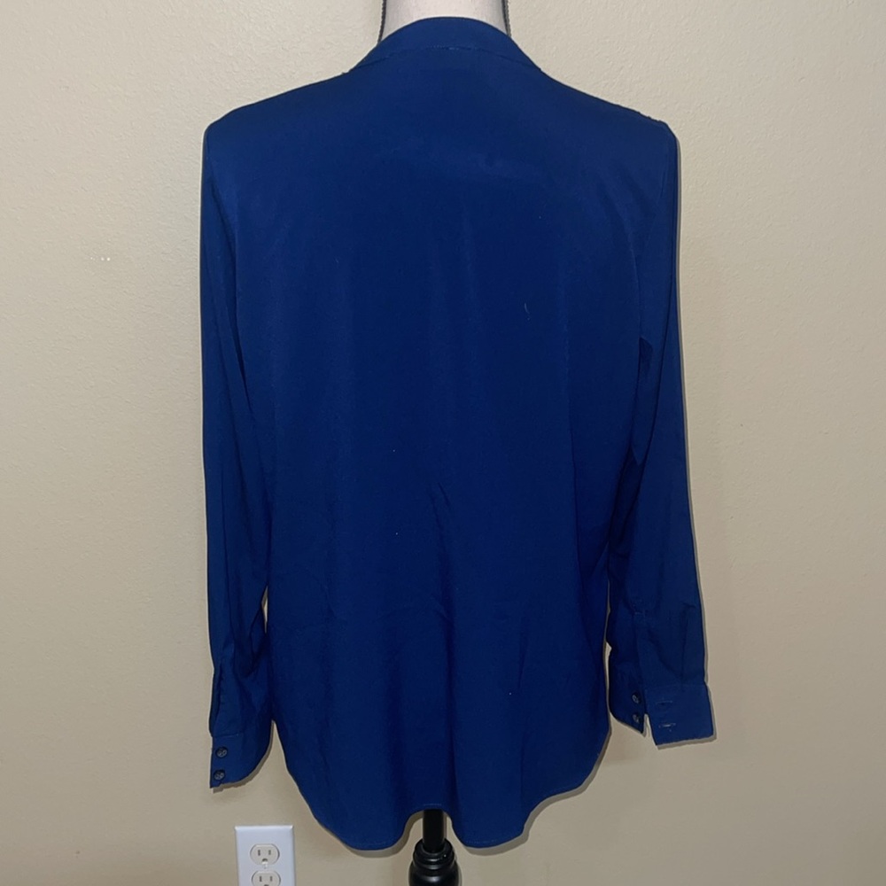 a.n.a blue lace button down business casual top size petite large - Picture 3 of 4